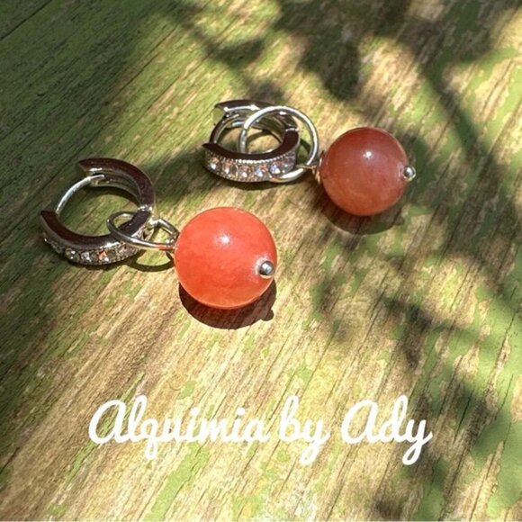 Alquimia Silver and Orange Earrings - Picture 1 of 5